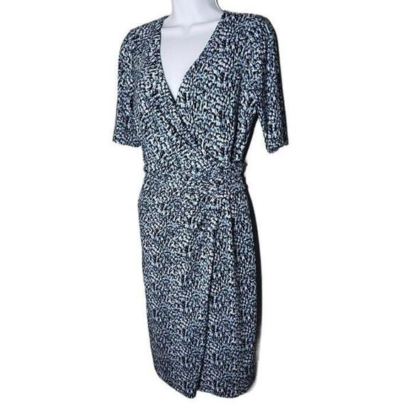 Ann Taylor Women's Blue/Black Mock Wrap Dress Sz S (1249) - Picture 4 of 6